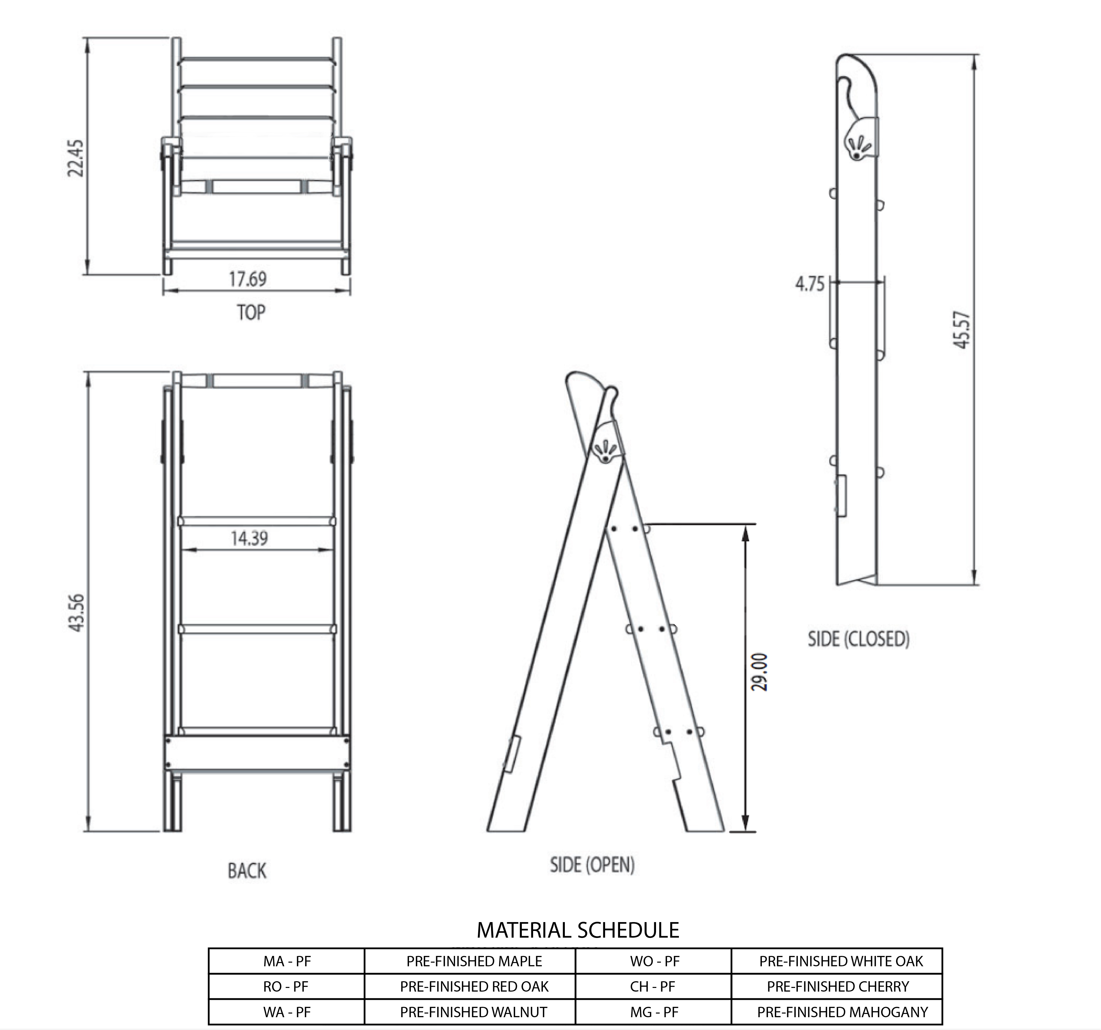 3-step pivot ladder specs